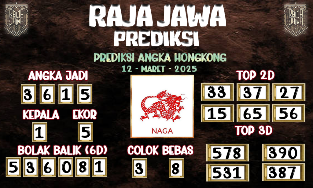 Prediksi Togel Hongkong 12 Maret 2025 dari Raja Jawa