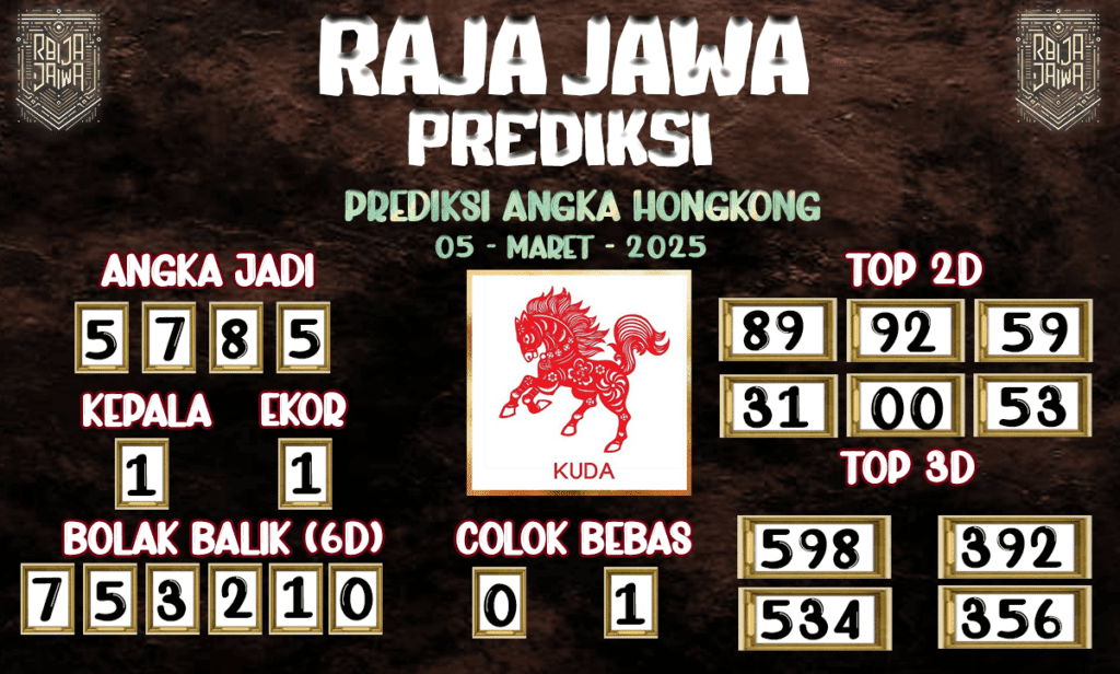 Prediksi Togel Hongkong 05 Maret 2025 dari Raja Jawa