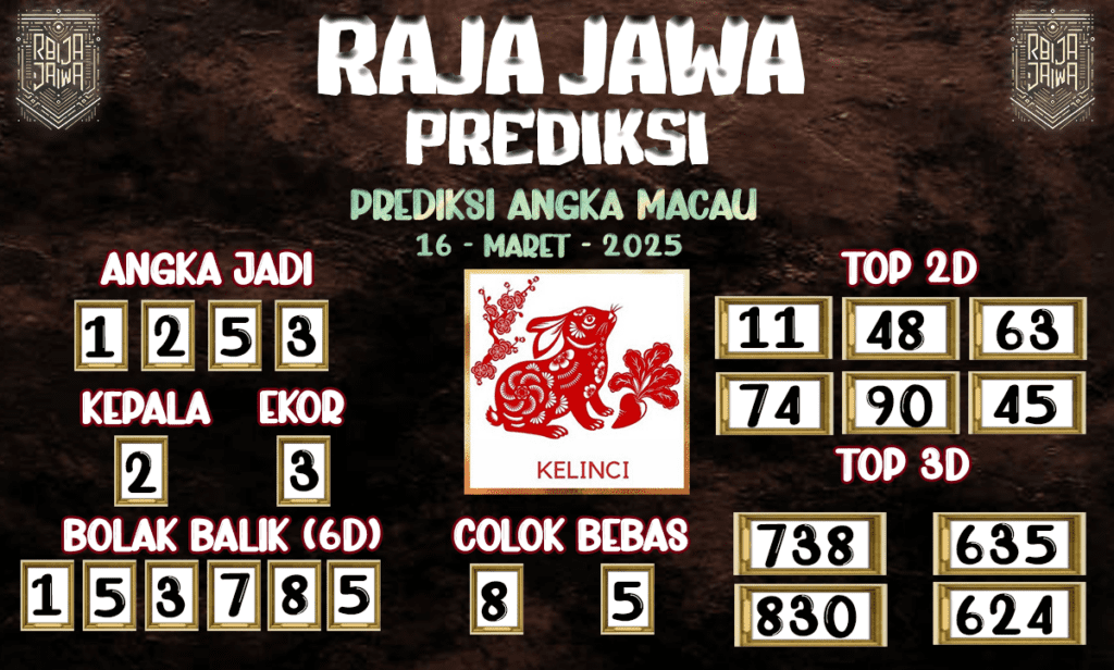 Prediksi Togel Macau 16 Maret 2025 dari Raja Jawa