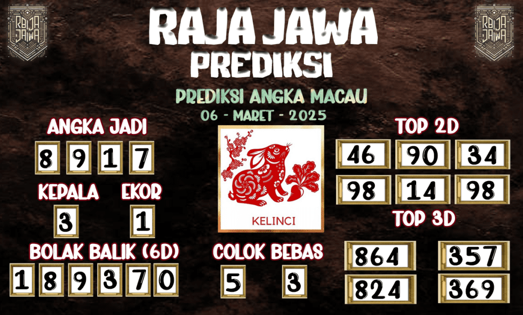 Prediksi Togel Macau 06 Maret 2025 dari Raja Jawa