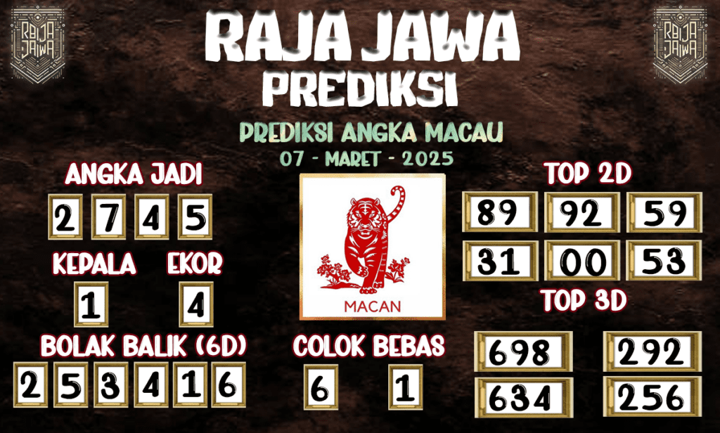 Prediksi Togel Macau 07 Maret 2025 dari Raja Jawa