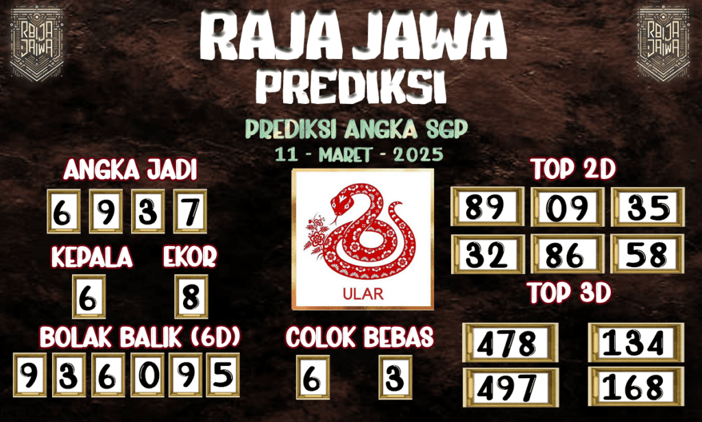 Prediksi Togel SGP 11 Maret 2025 dari Raja Jawa